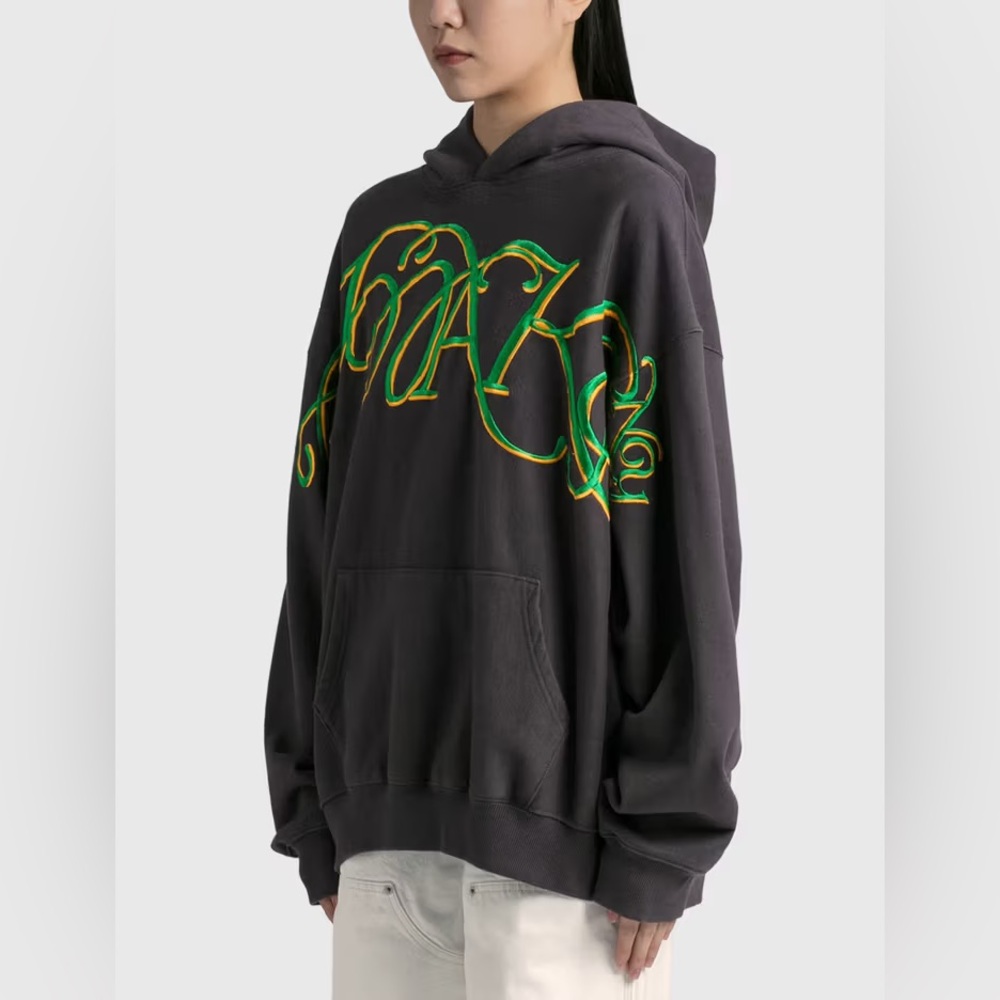 Awake NY Script Hoodie Grey Small